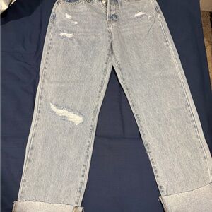 Fashion Nova Blue Boyfriend Jeans Distressed